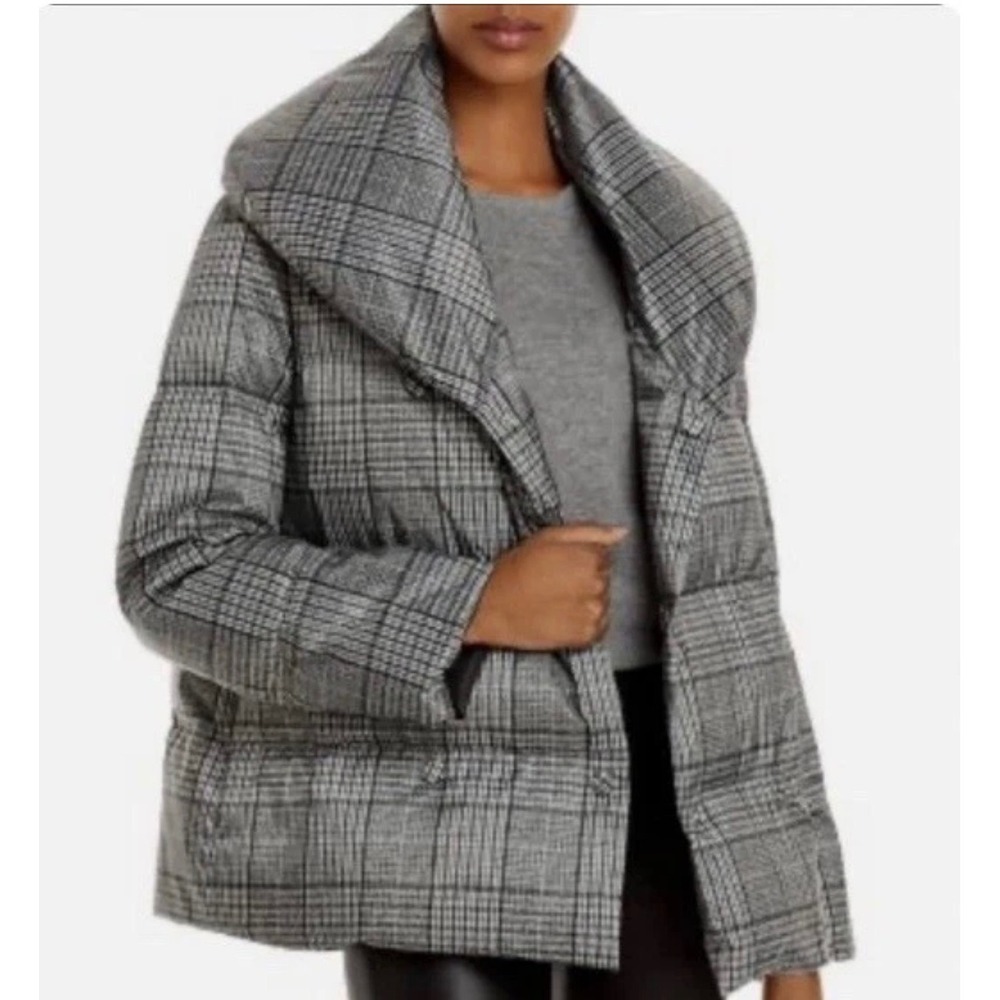 Jason Wu Houndstooth Puffer Jacket Sz XS Grey EUC Oversized Luxury MSRP: $495